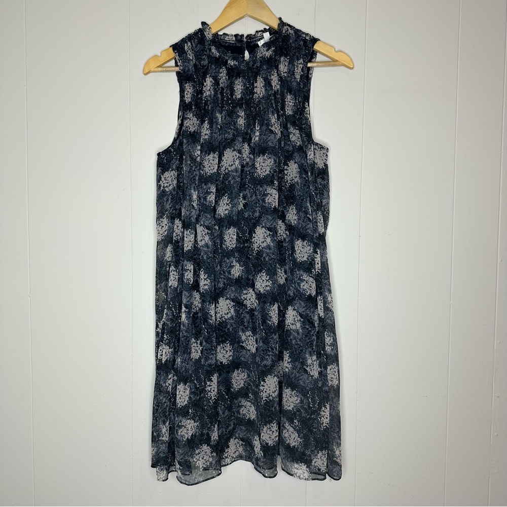 Joie Grey & White Floral Cinch High Neck Dress Size M - Picture 3 of 12